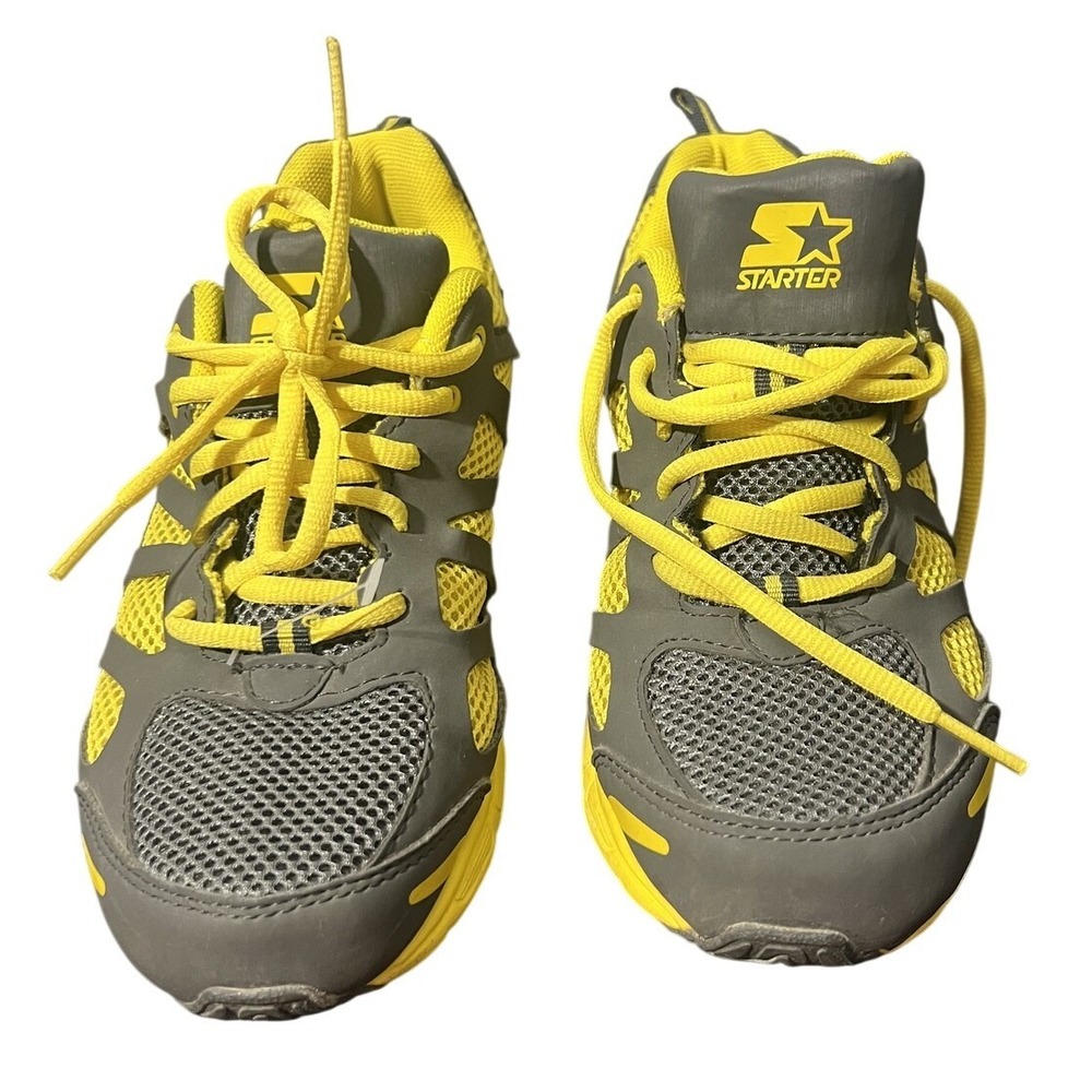 Starter Boys Size 5 Running Shoes Gray Yellow Athletic Sneakers Lace-Up‎